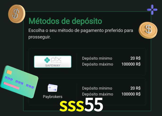 O cassino sss55 oferece uma grande variedade de métodos de pagamento